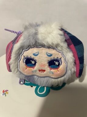 Plush Crying Doll Keychain - Purple, Pink, Teal